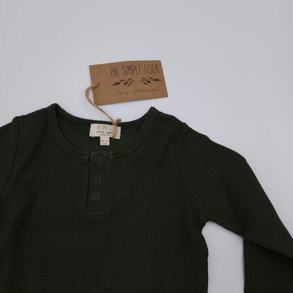 The Simple Folk The Waffle Top in Olive Size 18/24 Months - Picture 5 of 8